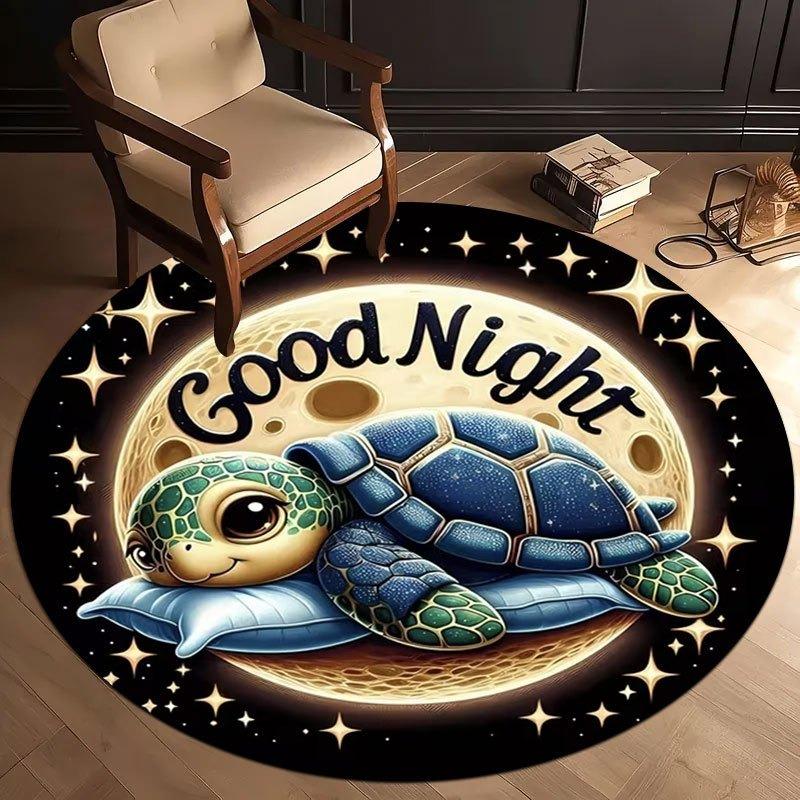 

Modern Minimalist Style Round Floor Mat with Black and White Billiard Pattern, Machine Washable Suitable for Living Room Bedroom 80cm