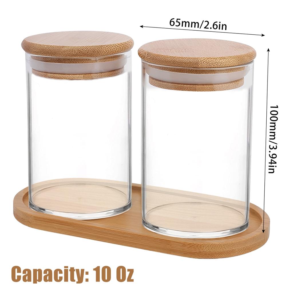 Acrylic Storage Box Bathroom Jar Makeup Organizer Cotton Round Pad Holder Cotton Swab Box Qtip Holder Dispenser with Bamboo Lid