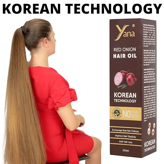 Λάδι Μαλλιών Κόκκινου Κρεμμυδιού για Έλεγχο της Πτώσης & Ανάπτυξη, Ενδυναμώνει τα Φριζαρισμένα & Ξηρά Μαλλιά με Καθαρό Αμυγδαλέλαιο Bhringraj Καρύδας Σησαμελαίου Καστορέλαιο & Έλαιο Μαύρου Σπόρου, 200ml