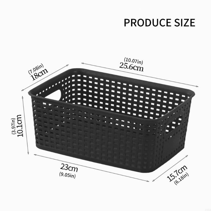 Stackable Storage Basket With Bamboos Lid Ventilated Plastic Handwoven Designs for Home Organization Toy Books