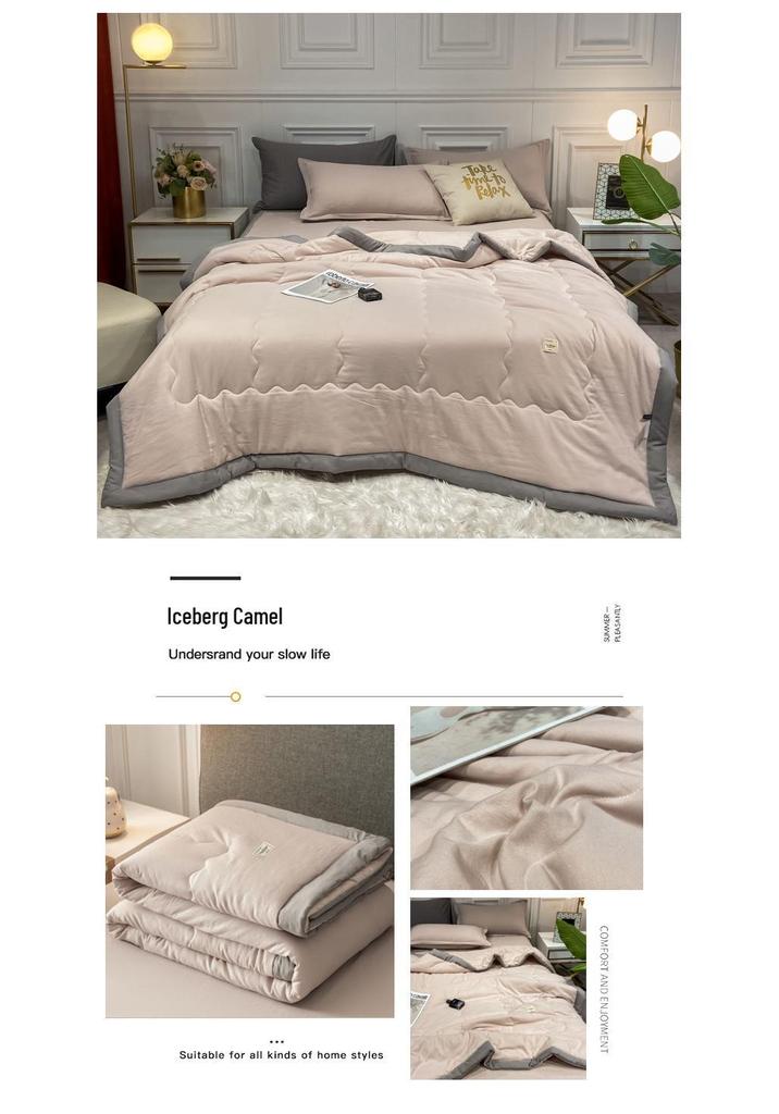 Solid Color Cool Cotton Summer Blanket - Lightweight, Skin-Friendly Quilt