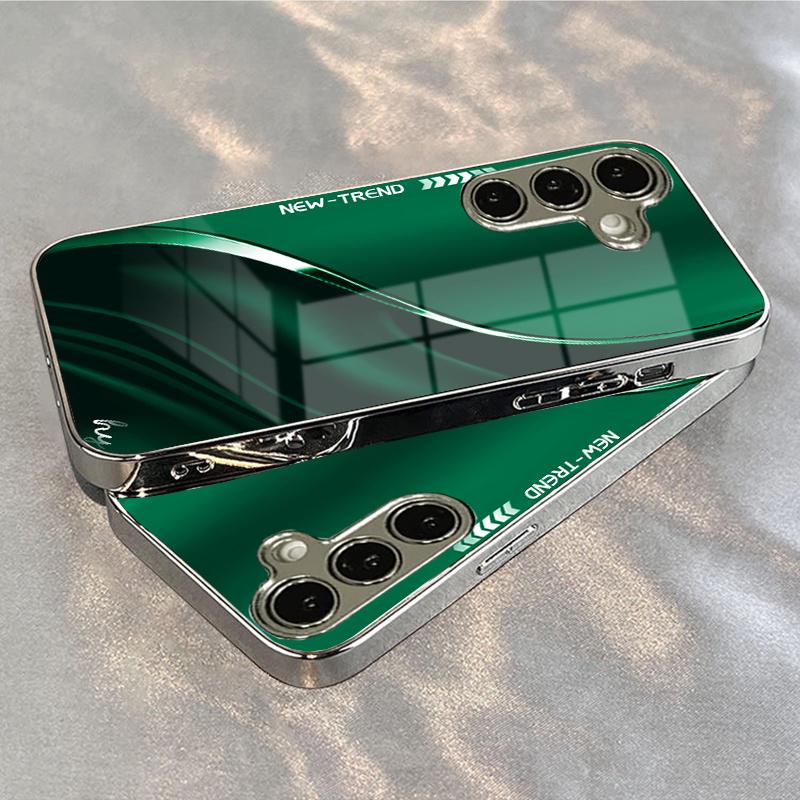 New Dark green texture Exquisite PhoneCase for Samsung Galaxy S26 S25 S24 S23 S22 S21 FE Ultra Plus  Men women Built-in glass