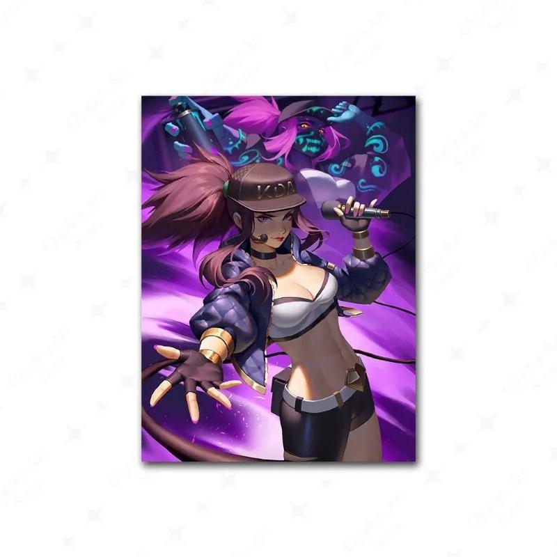 Hra League Of Legends Figurka KDA Plakát LOL Evelyn Kasha Ahri Sexy Dívka Plátno Malba Neonový Styl Nástěnné Umění Obrázky Domácí Dekorace
