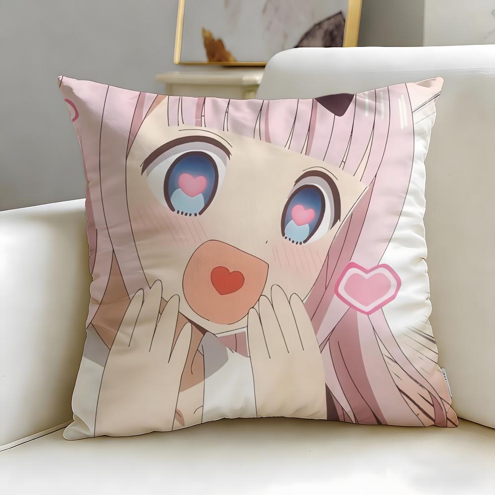 popular anime Kaguya S-sama Love Is War Cushion Cover Soft & Easy-Wash Pillow Case – Versatile for Couch, Bed, Travel and Office