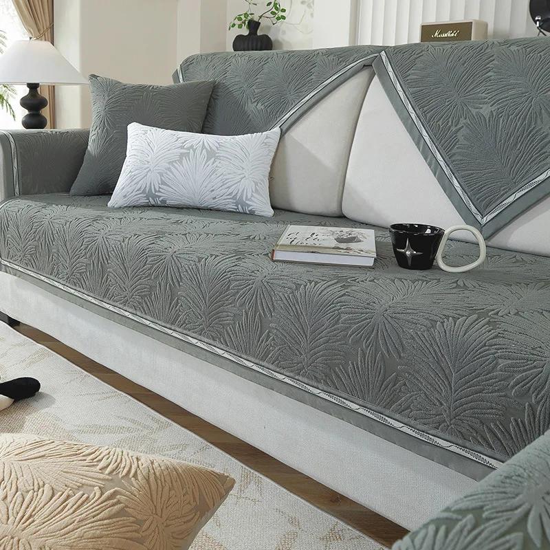 

Modern And Simple Chenille Sofa Cover Four Season Universal Anti Slip Cover Cloth Towel For Living Room Decoration Sofa Cushion 30x50cm pillowcase темно-сірий
