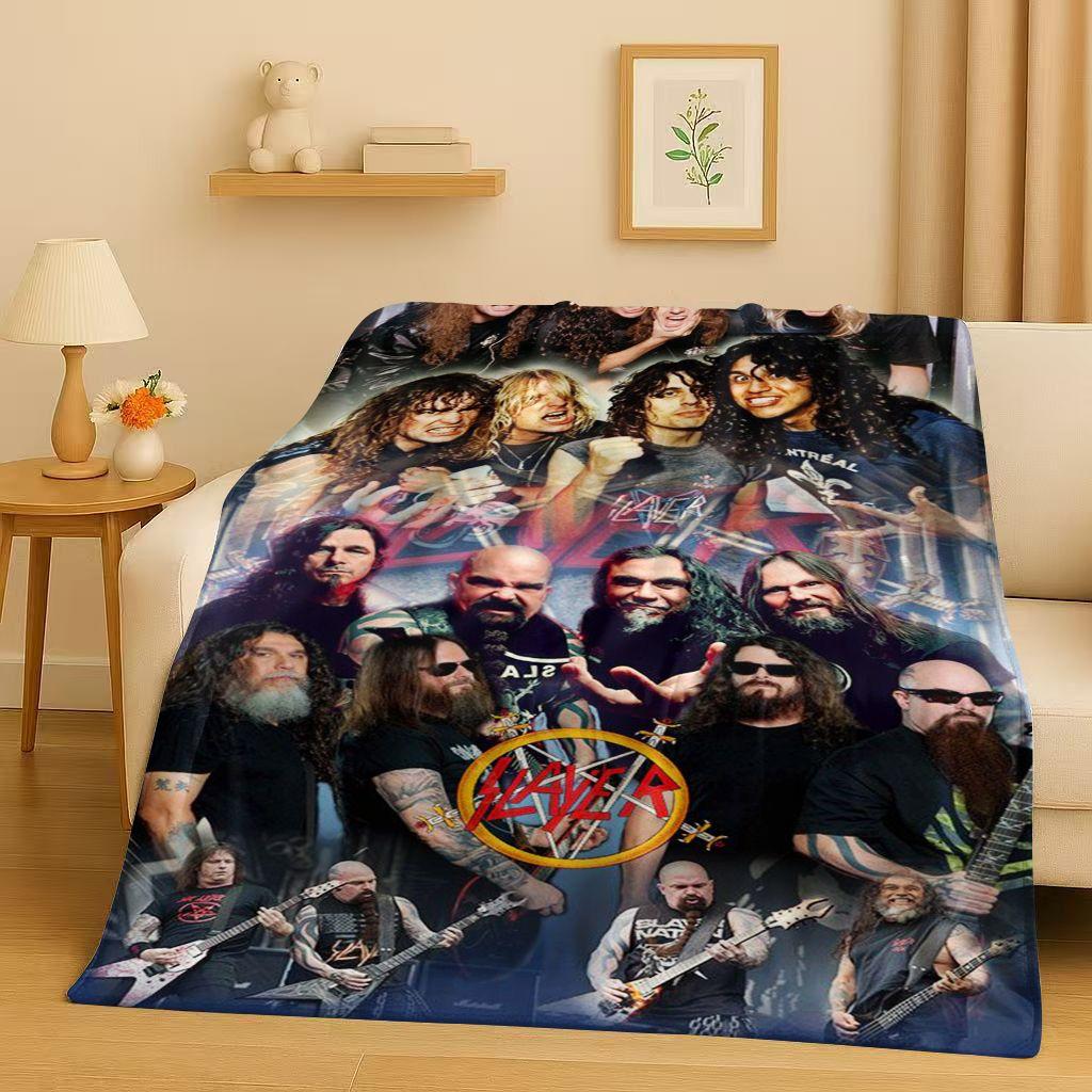 3D Slayer Thrash Metal Rcck Music Band Sign Flannel Blanket,Ultra Soft Warm Plush Throw for Home Bedroom Bed Sofa Cover Gift Kid