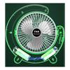 3-speed Desk Fan Electric Fan Table Fan Rechargable 1200mAh Table Fan with Colorful Light Low Noise Fan for Office Room