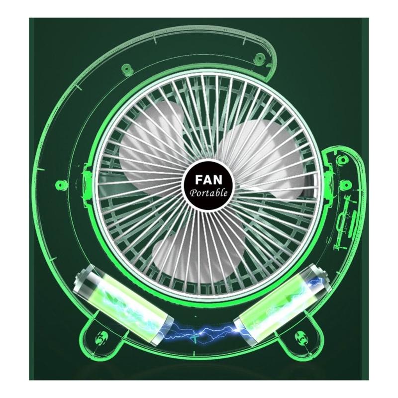 3-speed Desk Fan Electric Fan Table Fan Rechargable 1200mAh Table Fan with Colorful Light Low Noise Fan for Office Room