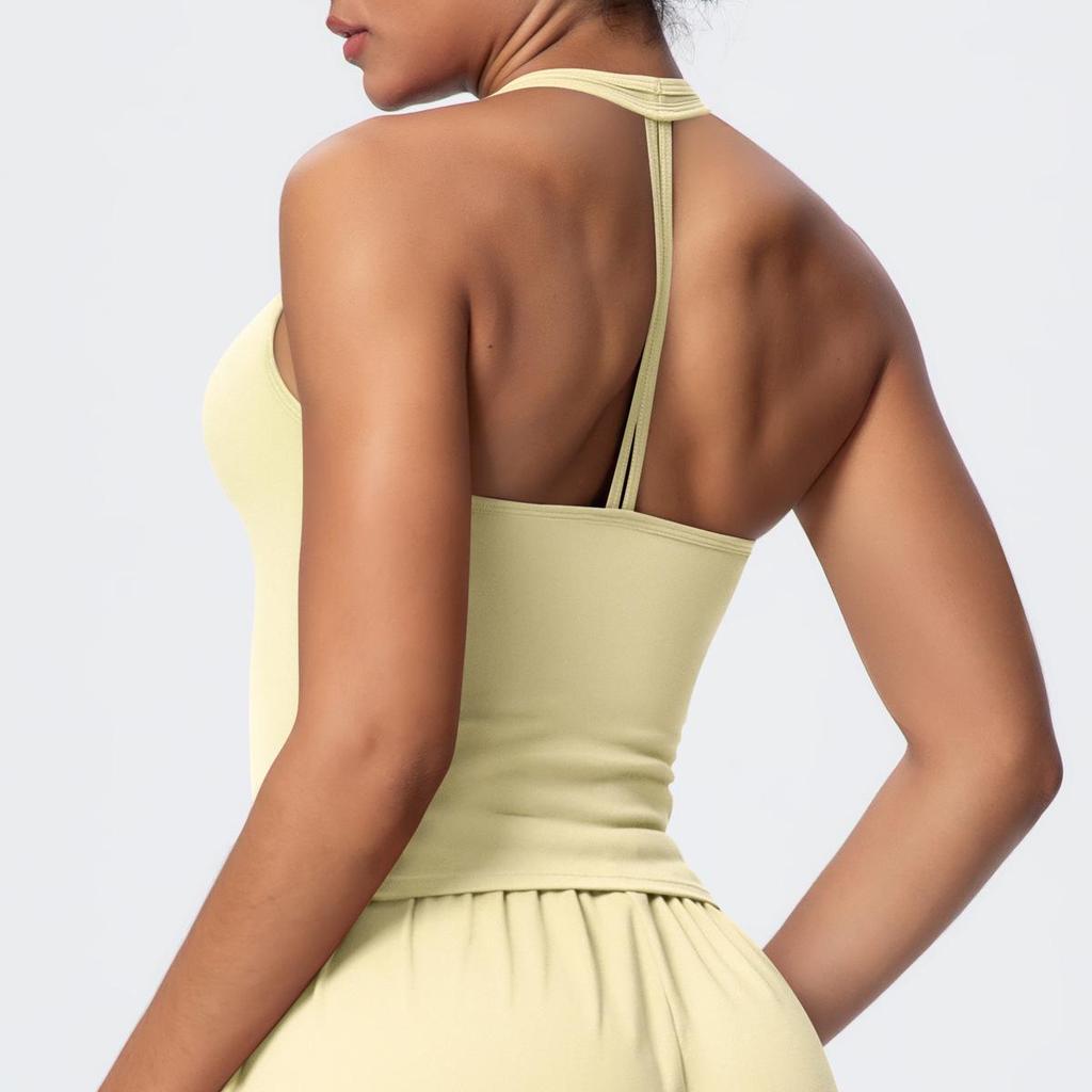 Skin-Friendly Slim Fit Yoga Tank with Strappy Back - Women's Fitness and Running Top