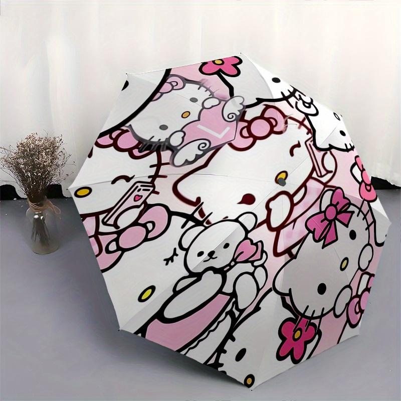 Hello Kitty,Pink Automatic Folding Umbrella-Simple 8-Rib Design, Bright Cartoon Pattern, Durable Iron Frame, Suitable For Travel, Outdoor, B