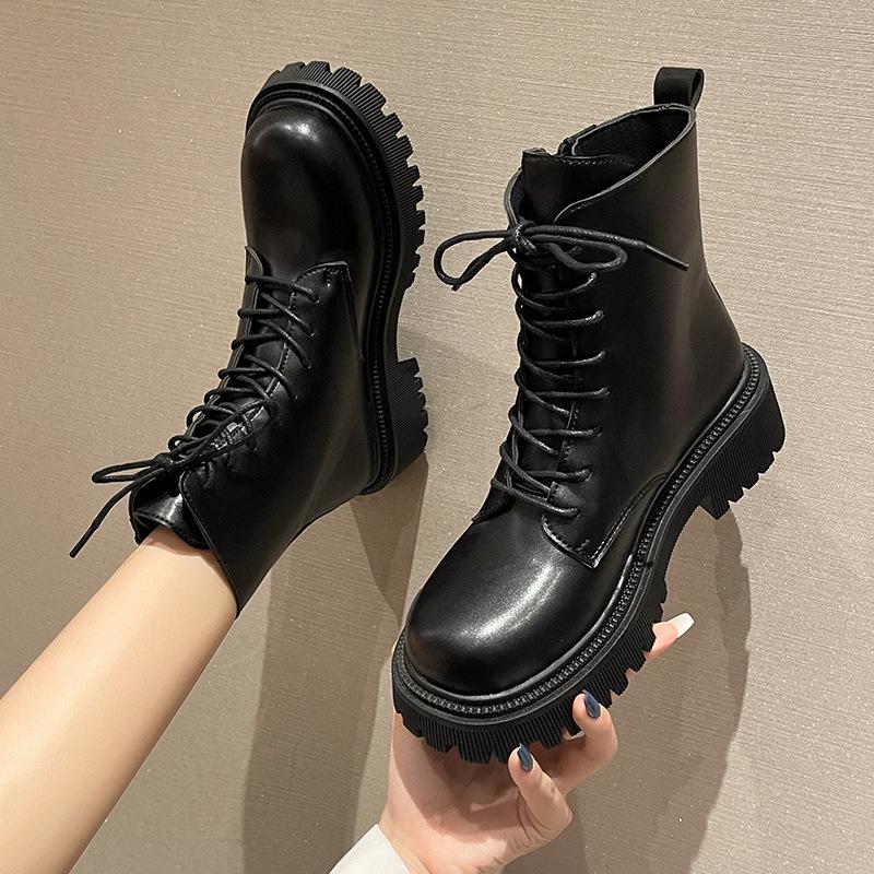 2025 Women's British Style Breathable Martin Boots - Summer Versatile Thick-Soled Motorcycle Ankle Boots for Spring and Autumn