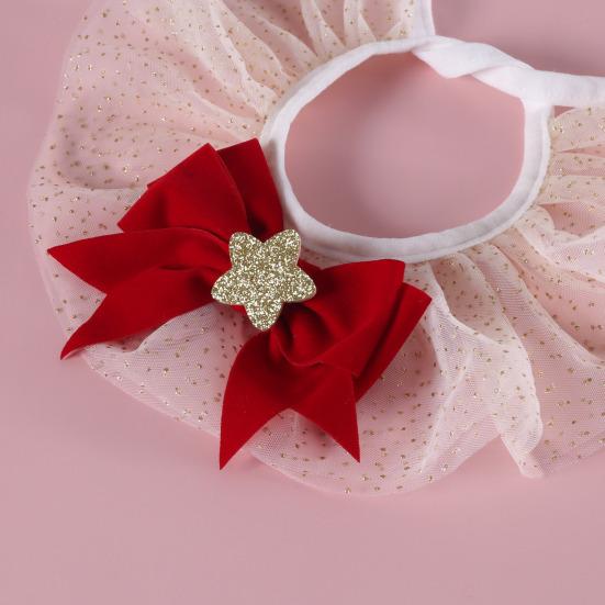 2Pcs/Set Pet Christmas Clothing Princess Style Design Adjustable Christmas Parties Scarf Hat Set Festive Pet Attire