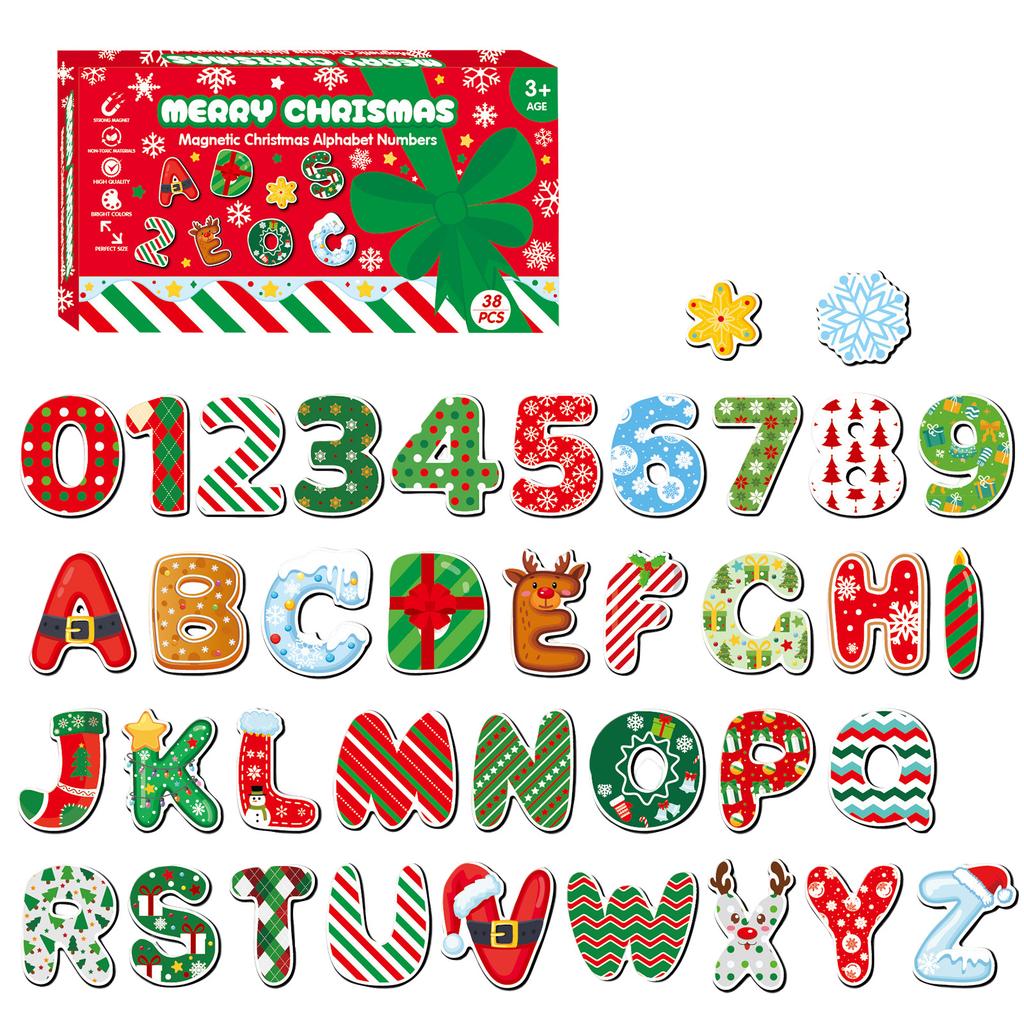 DIY Christmas Letter Fridge Magnets , Letter Magnetic Stickers , Educational Children's Teaching AIDS , Christmas Decorative Stickers Set (38 Pieces )