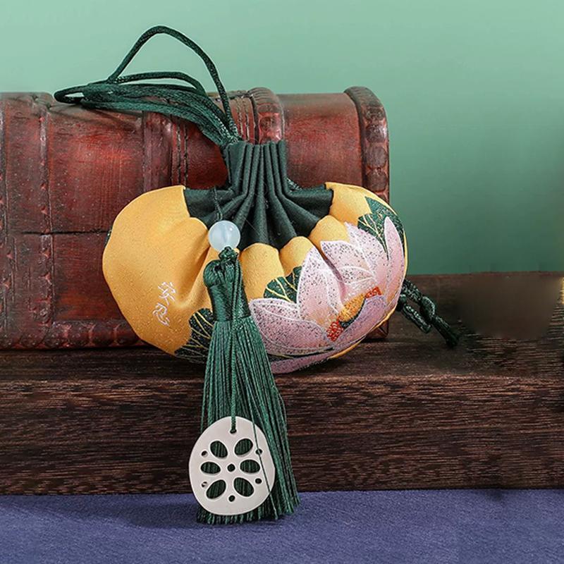 Chinese Style Purse Pouch Drawstring Women Tassel Storage Bag Multi-Color Embroidery Cloth Jewelry Pouch For Wedding Guests