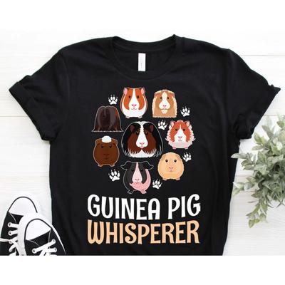 Guinea Pig Whisperer Cute Cartoon T Shirt Funny for Owner Pet Lover Wheek Animal Casual Vintage Washed Designer Clothes