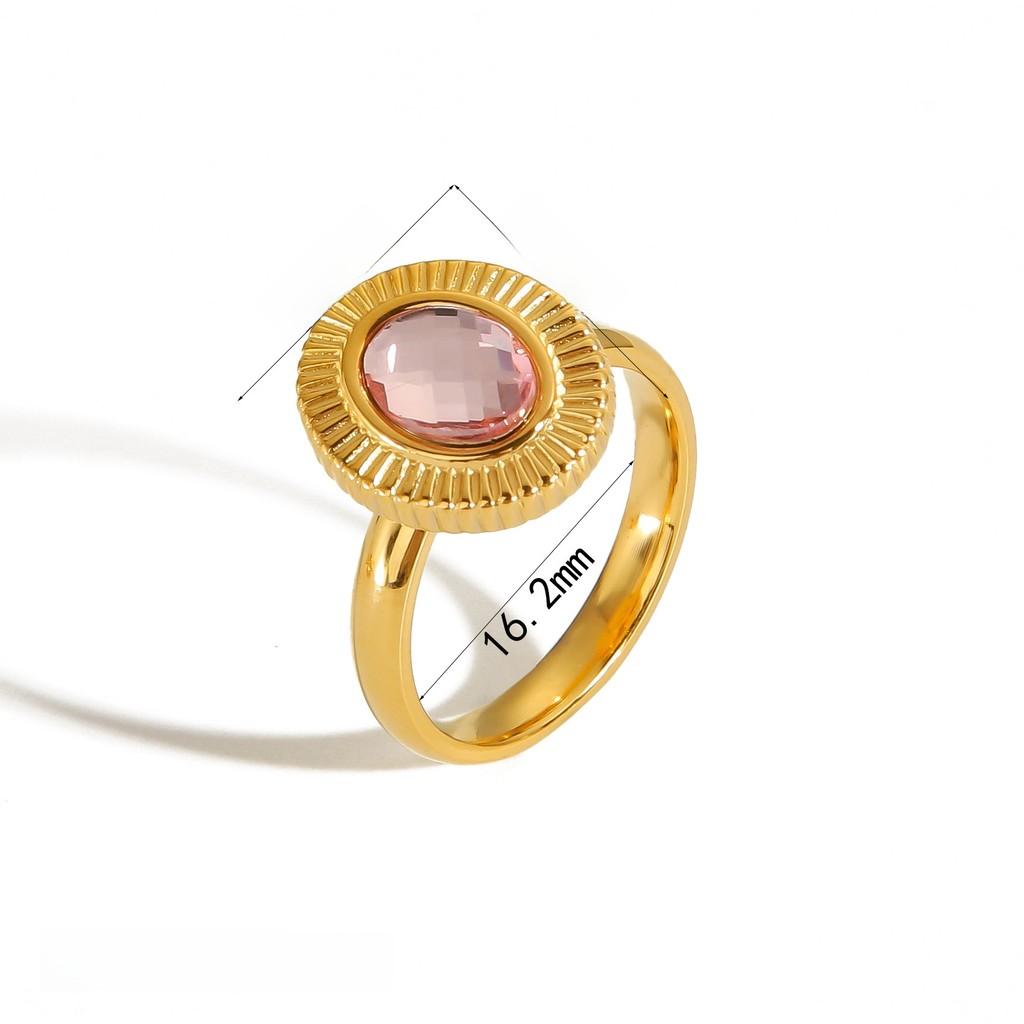 Geometric Titanium Steel Ring For Women With Zircon Stone Elegant Fashion Jewelry