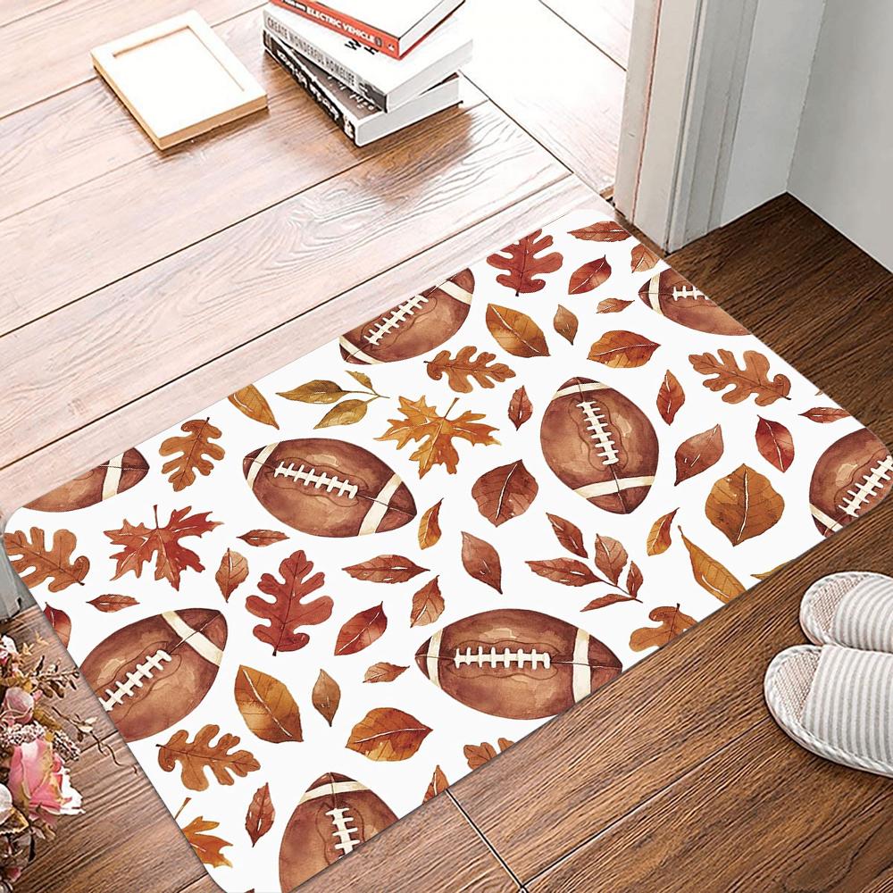 

Fall Football Pumpkin Printed Fall Kitchen Carpet Living Room Dining Room Laundry Floor Mat Balcony Hallway Non-slip Door Mat 40x60cm