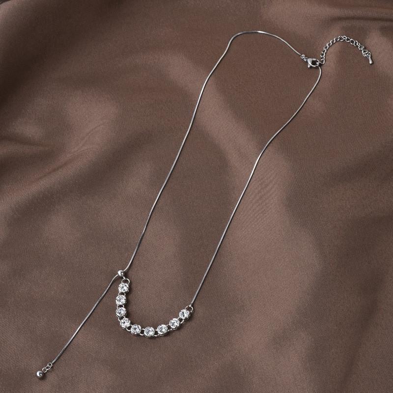 Inspired Ins Unique Titanium Steel Necklace With Dazzling Zircon Detail For Womens Fashion