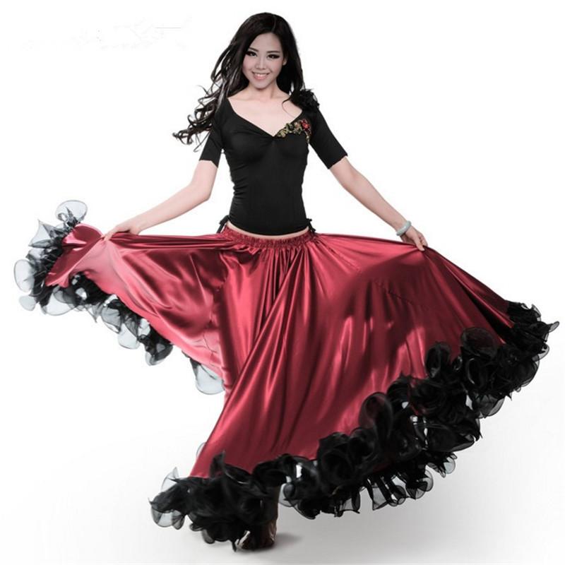 Red Color Flamenco Dance Skirt Gold Coin Spanish Dancing Performance Costume Women Vestido