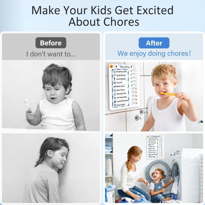 Daily Task Planner for Kids  Magnetic Chore Chart with Detachable Memo Board and Pen
