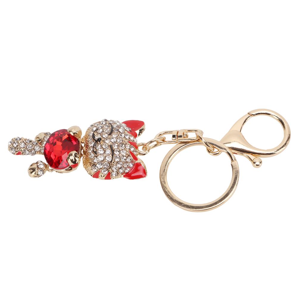 Portachiavi Simpatico Stile Gatto Lucentezza Metallica Lega di Zinco Strass Lucenti Rosso Portachiavi Decorativo per