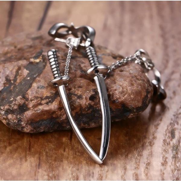 Samurai Scimitar Sword Náušnice pro muže Malé Vintage Katana Náušnice Piercing Punk