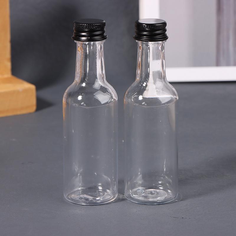 6 stk 50 ml Mini Klare PET Påfyllbare Vinflasker Små Flasker For Fest Bryllup Likørflasker Med Lekkasjesikkert Skrulokk