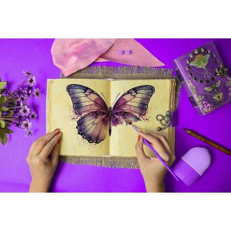 Leather Book of Spells: Luna Moth Journal, Deckle Edge Paper Grimoire