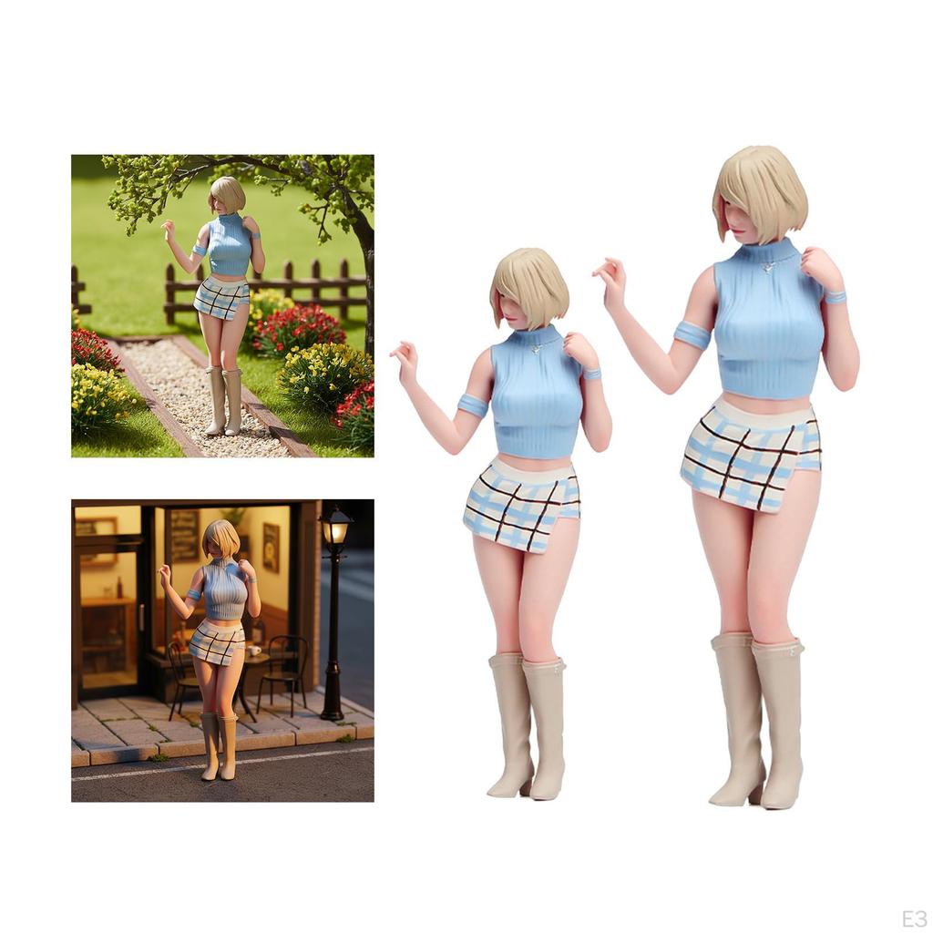 Life-Size Girl Figurine, Colorful Female Character, Fashion Miniature, Skirt And Dress, Doll for DIY