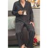 Victoria Men's Secret of Pajamas Spring & Fall Dark Stripes Imitation Silk Long Sleeves Pants Loose Homewear Suit