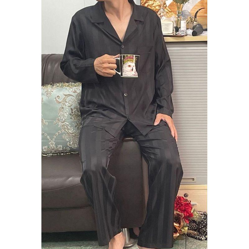 Victoria Men's Secret of Pajamas Spring & Fall Dark Stripes Imitation Silk Long Sleeves Pants Loose Homewear Suit
