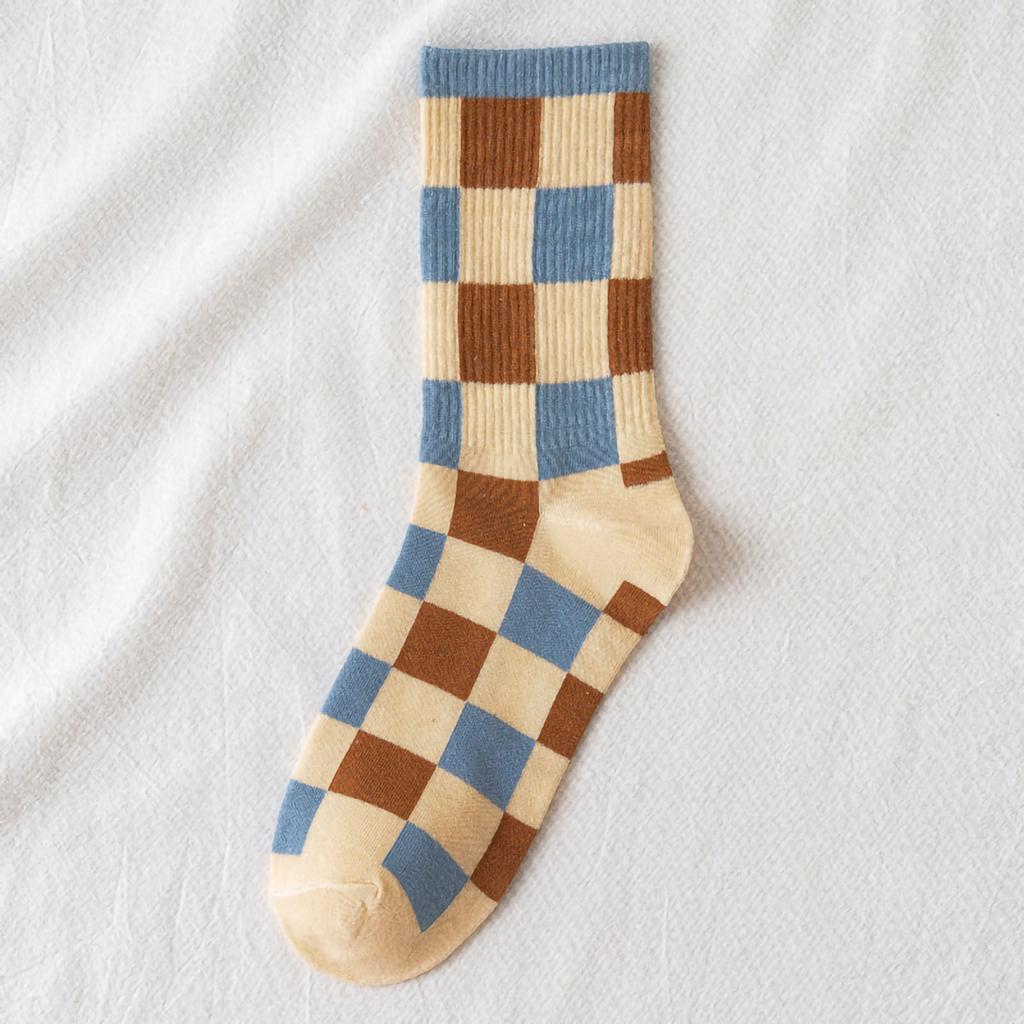 Women's  And Winter Striped Blue Plaid Sports Socks