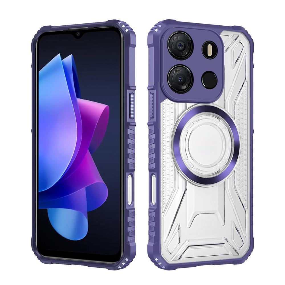 KEYSION Transparent Magnetic Case for TECNO Spark Go 2023 Pop 7 Pro Silicone+PC Shockproof Phone Back Cover for Infinix Smart 7