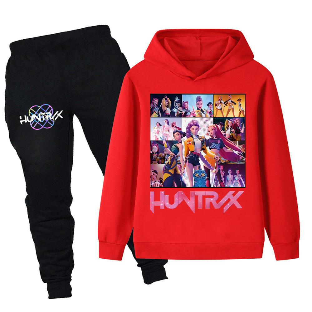 PB1250 Kinder Jungen Mädchen Kpop Mira Zoey Rumi Druck Langarm Kapuzenpullover Hose Hose Kleidung Sets