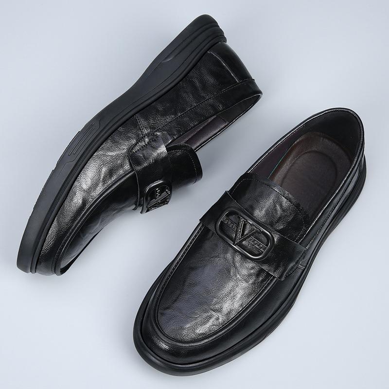 Leather men's shoes Doudou shoes new crocodile pattern high-end foot cover platform shoes men's casual leather shoes