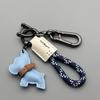 French Bulldog Keychain Handmade Genuine Leather Braided Rope Key Chain with Anti-Loss Strap for Women Men Car Key Organizer