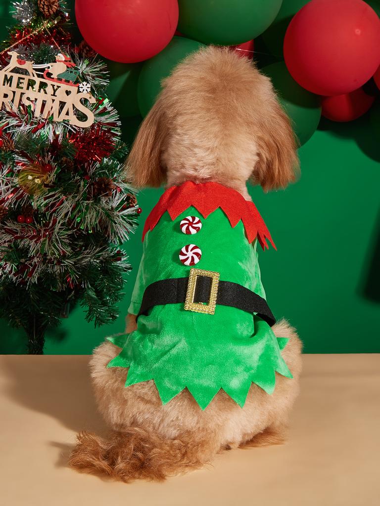 Dog Spirit COS Clothes for Small Dogs  T-Shirt Costume Puppy Pajama with Belt Candy shaped Buttons Doggie Pet Warm Clothes Soft