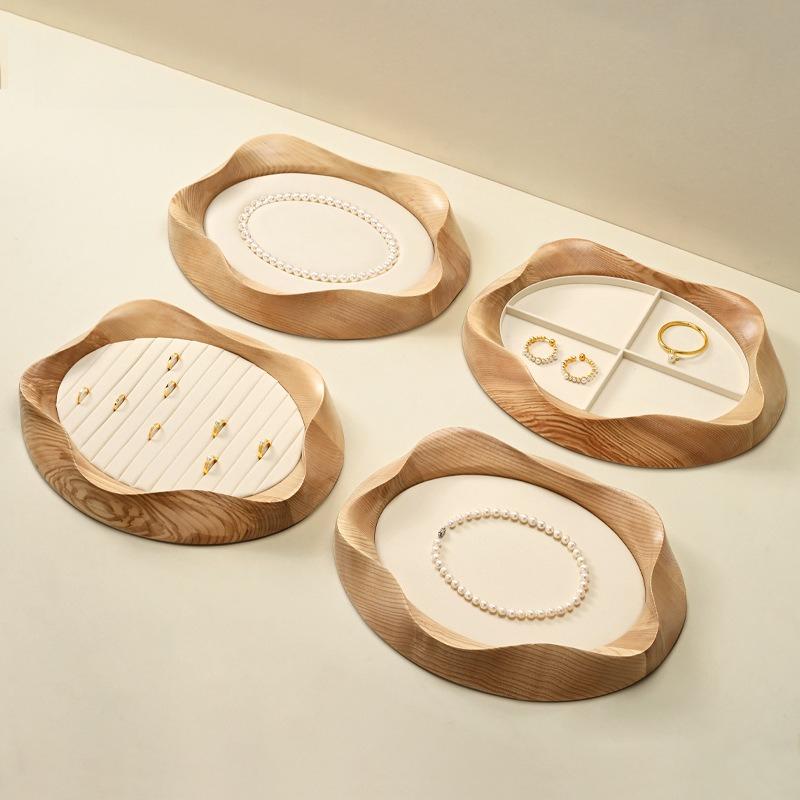 Solid Wood Pearl Jewelry Display Tray, Ring Necklace Earring Organizer, Bracelet Jewelry Exhibition Props