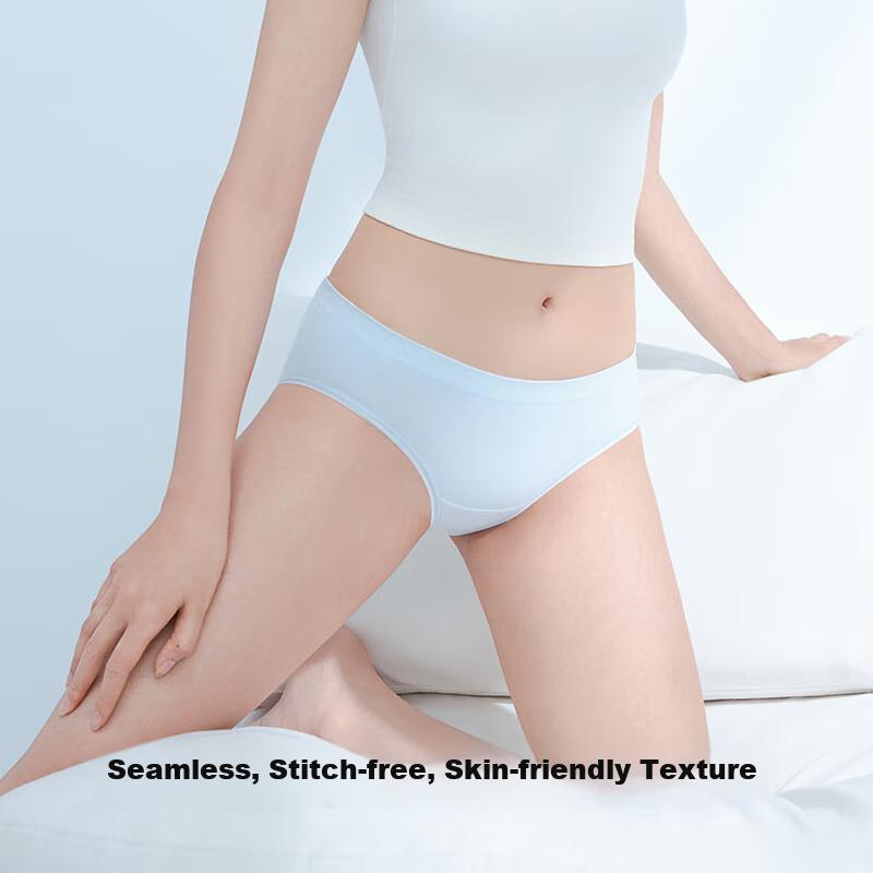 YOUKESHU Seamless Integrated Knit Women's Underwear, Modal 10A Antibacterial Seamless High-Elastic Hip-Hugging Breathable Women's Triangle Panties