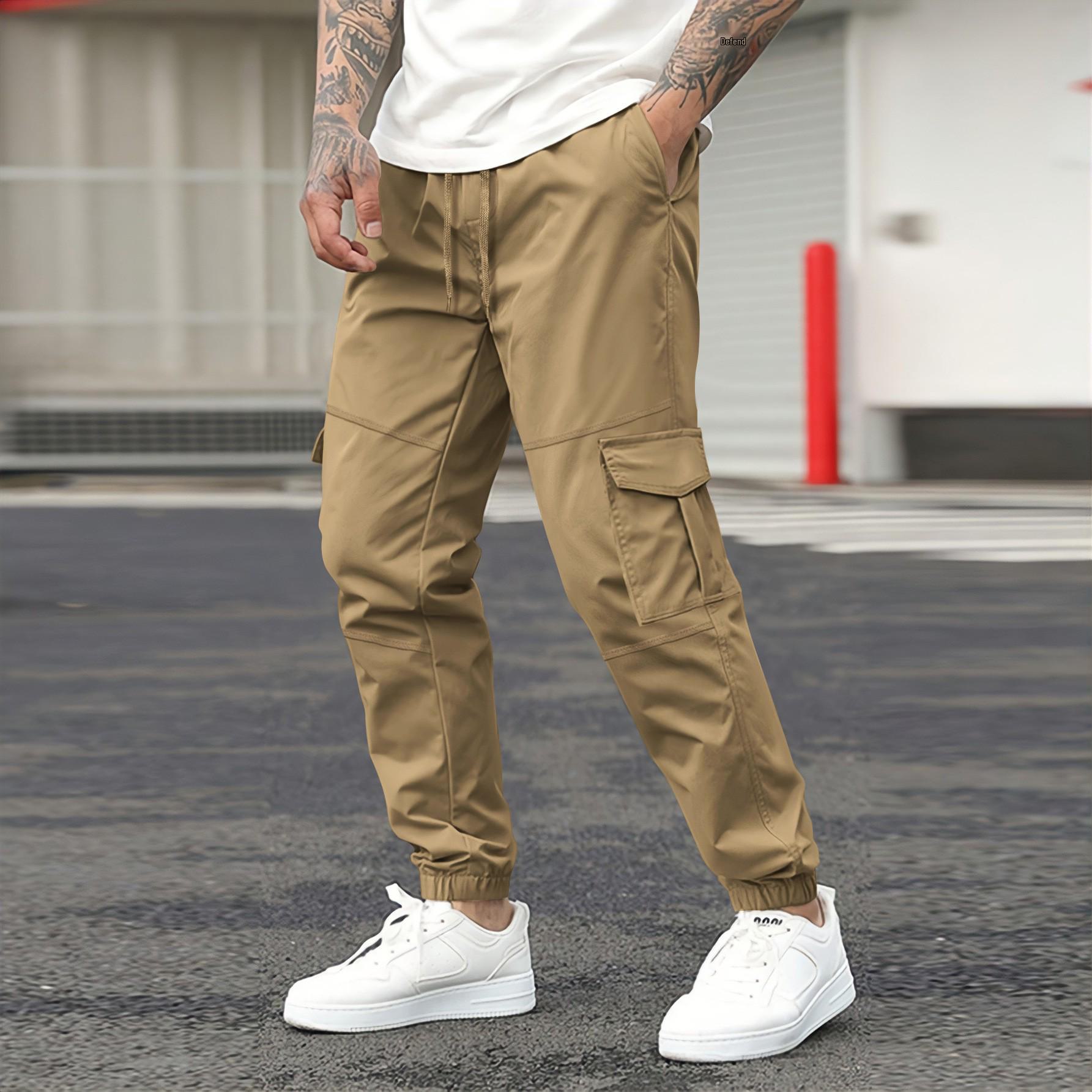 

2026 Men s Multi-Pocket Cuffed Sports Overalls M хаки