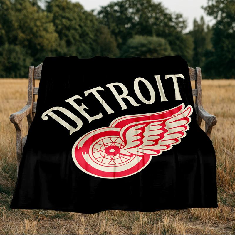 Vintage Detroit Wings Logo Decke Flanell Überwurf für Sofa, Innenbereich, Camping, Wohnzimmer, Büro, Stuhl und Bett Weiches Geburtstagsgeschenk