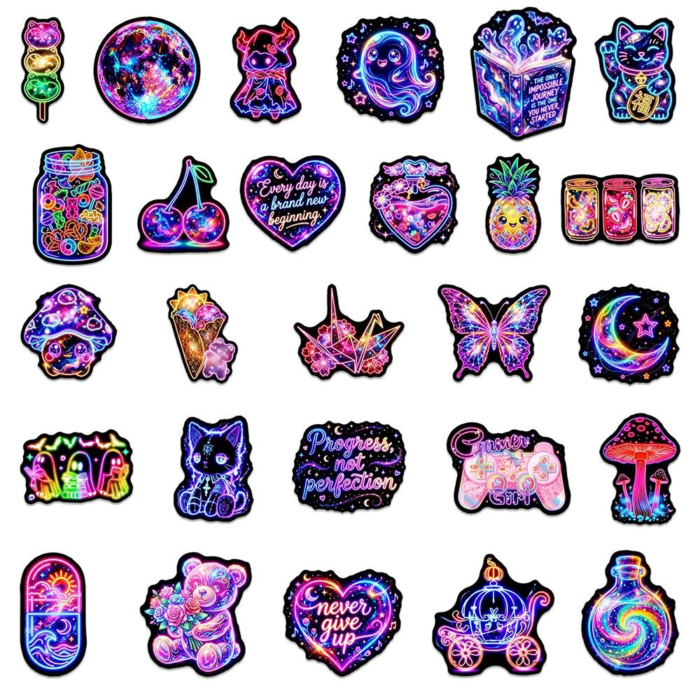 10/30/50pcs Cute Funny Cartoon Neon Graffiti Stickers Aesthetic Decals DIY Laptop Scrapbook Phone Case Diary Decoration Sticker