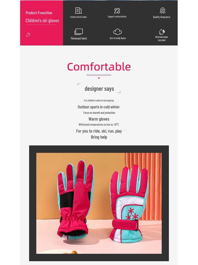 Kinder Winter Ski- & Sporthandschuhe - Warm, Wasserdicht, Dick, für Radfahren & Bergsteigen