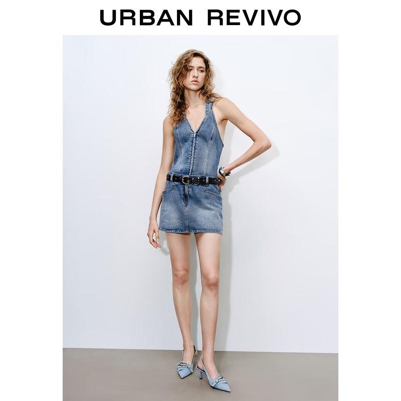 

Retro Casual Hooded Backless Denim Dress S
