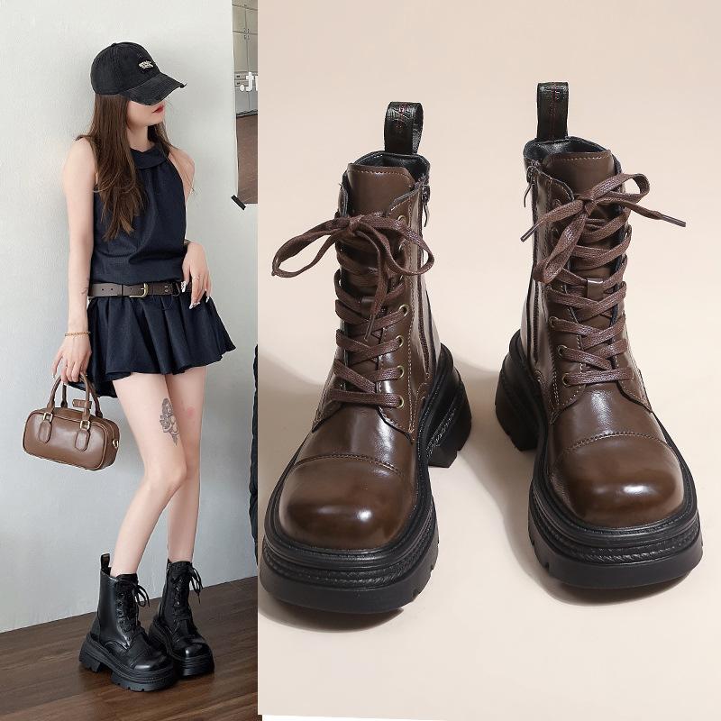 

Super cool heightening platform Martin boots women s autumn new polished retro locomotive boots handsome short boots 40 коричневий