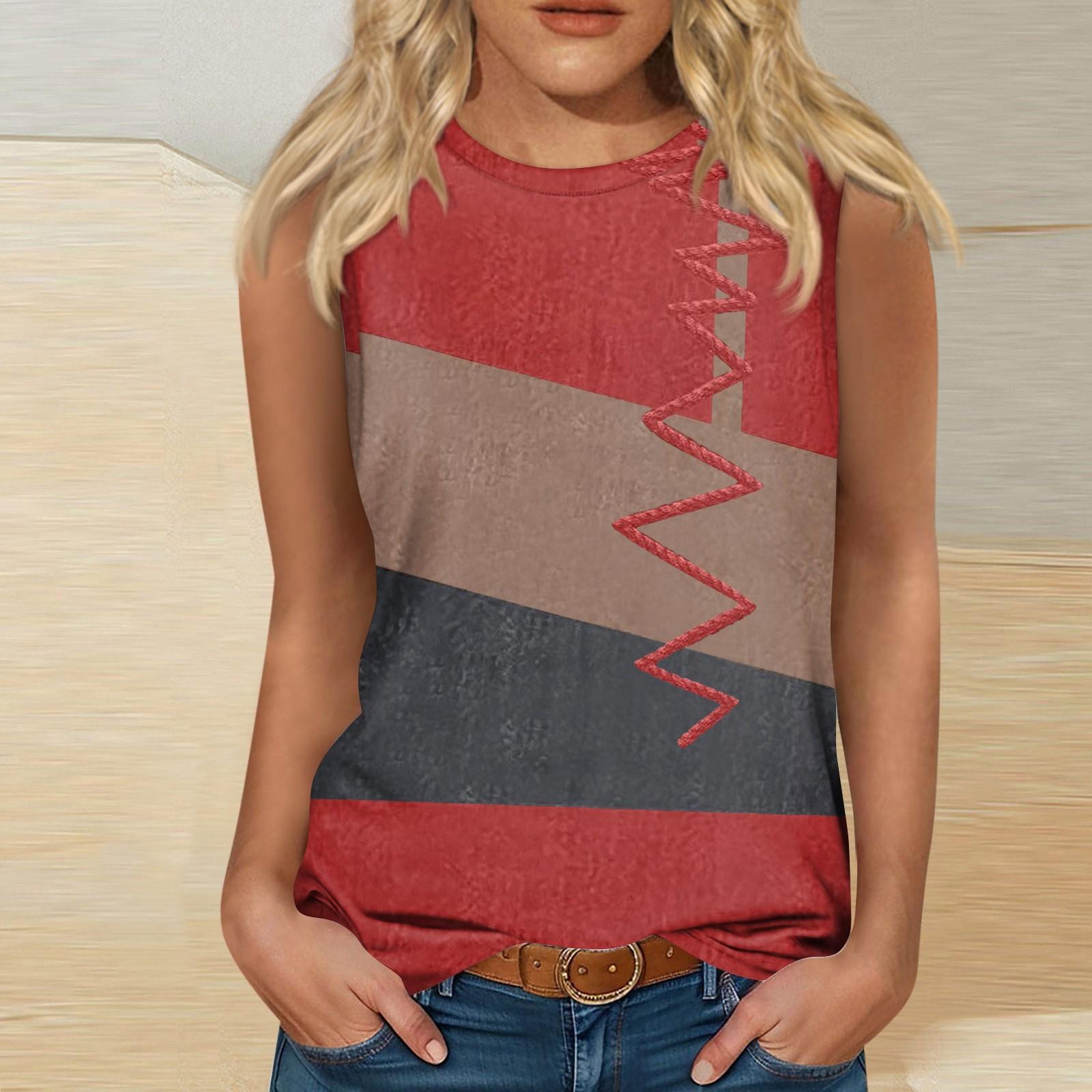 

Женская модная повседневная футболка с круглым вырезом без рукавов, винтажный жилет с принтом, топ XXXL