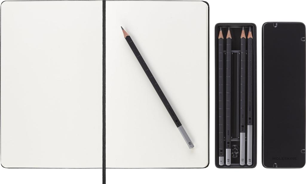 Moleskine Hard Skizzen-Set Skizzenbuch Large/A5, Cover, Schwarz; Zeichenstift-Set
