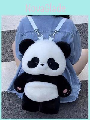 Pluszowy Plecak Panda Dla Dziewczynek Miękki Kreskówkowy Tornister Szkolny Z Kieszenią na Zamek