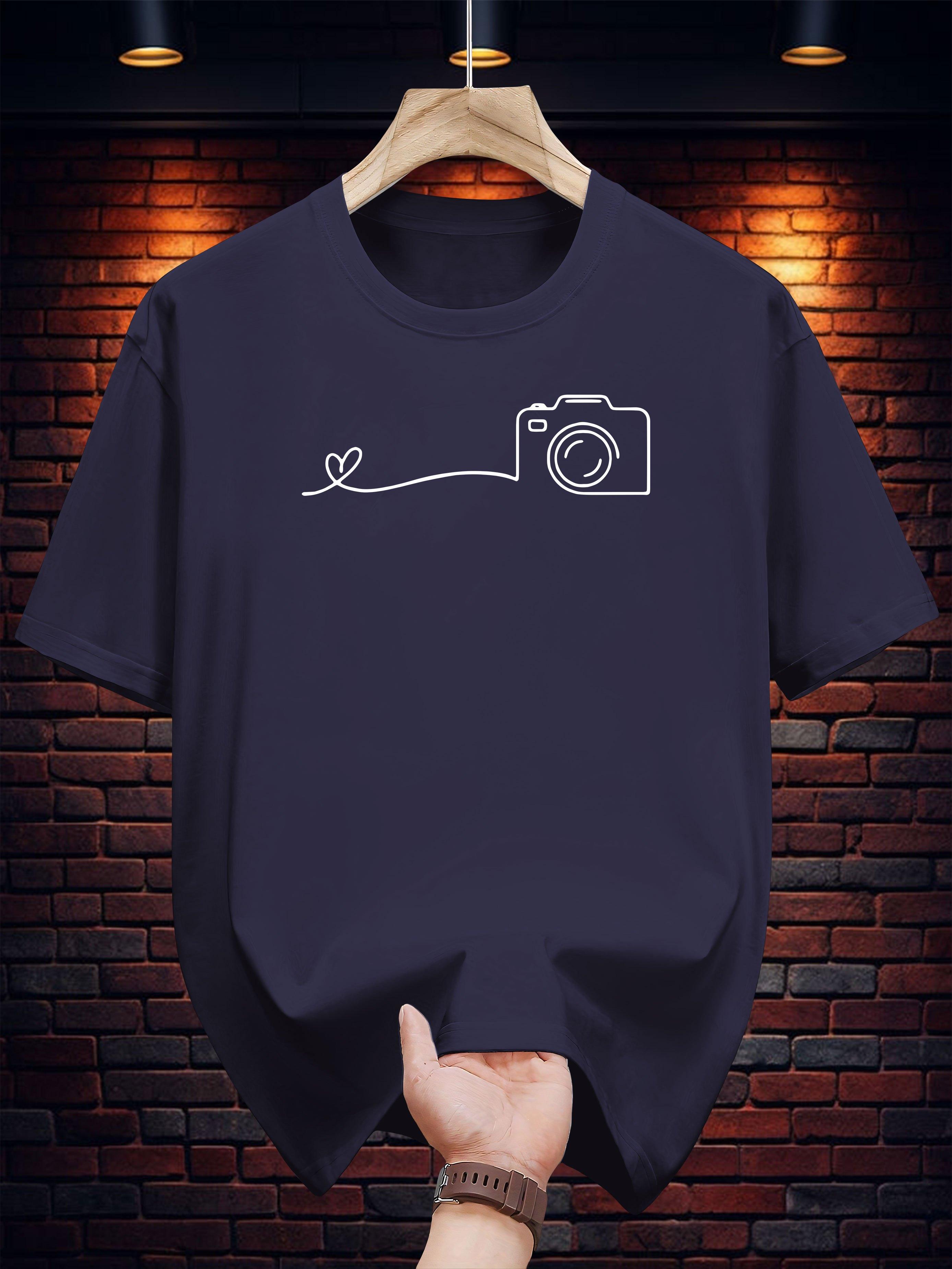 Heavyweight 200gsm Cotton T-shirt - Minimalist Camera Graphic Tee M