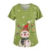 Ladies' Fashionable V-neck Pocket Short Sleeved Christmas Tree Printed Caregiver Uniform
